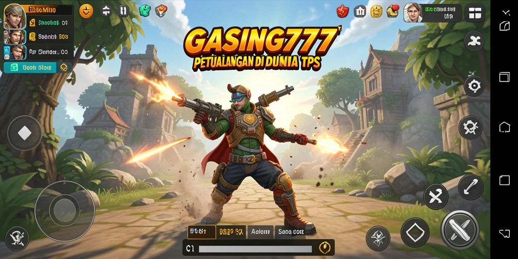 Tampilan gameplay GASING777 saat pertempuran intens di arena TPS.
