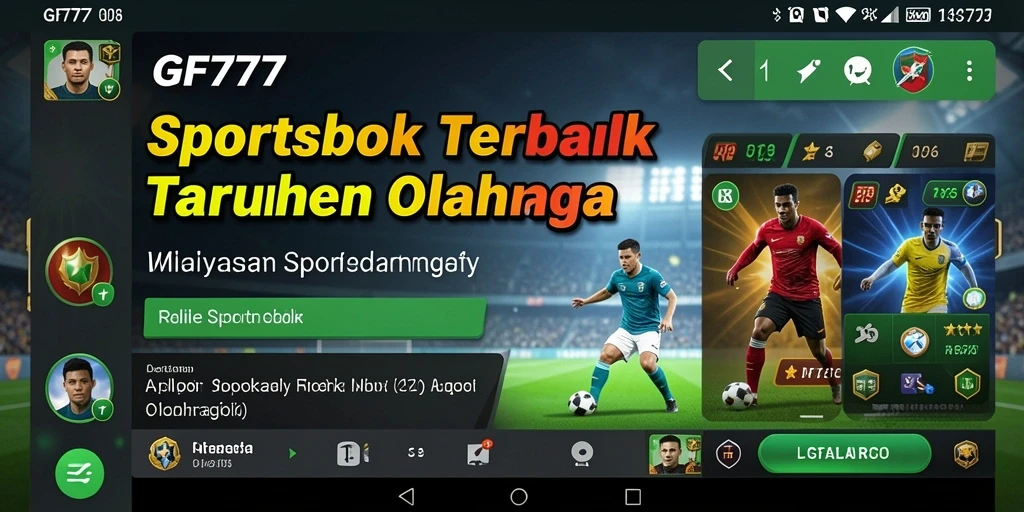 Tangkapan layar utama GF777 menampilkan antarmuka taruhan olahraga yang dinamis.