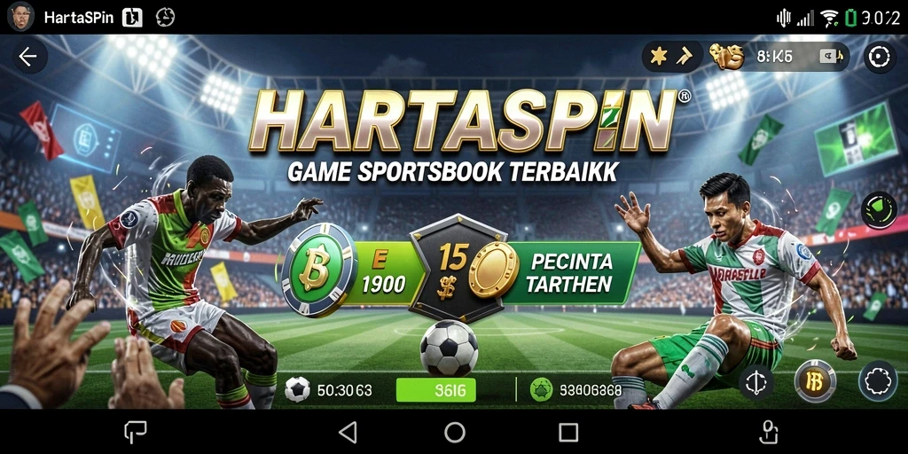 Tampilan gameplay utama HARTASPIN yang menarik dan interaktif.