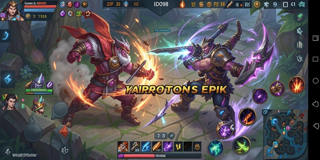 Screenshot gameplay dari ID098 menunjukkan aksi seru dalam pertempuran MOBA.