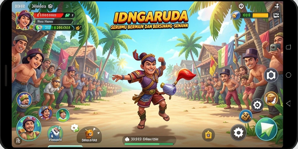 Tampilan gameplay IDNGARUDA yang penuh warna dan menarik.