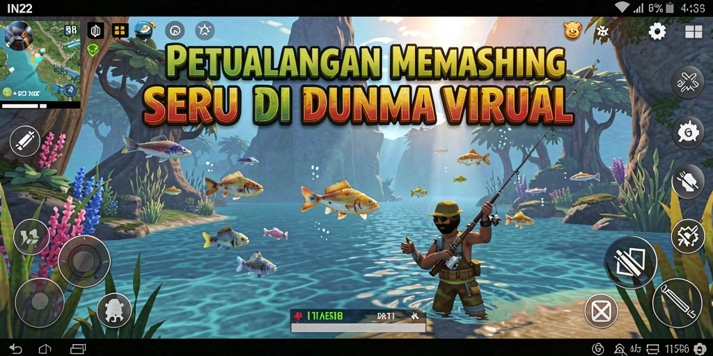 Tampilan menarik dari gameplay <strong>IN22</strong> saat memancing di lautan.