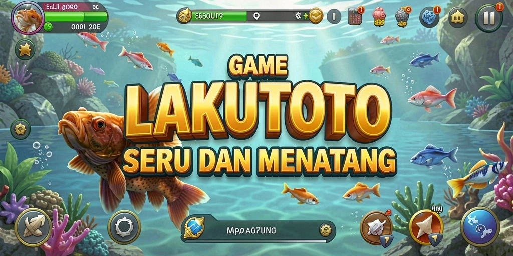 Tampilan gameplay LAKUTOTO dengan aksi memancing yang mendebarkan.