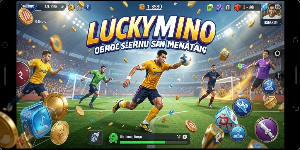 Tangkapan layar gameplay <strong>LUCKYMINO</strong> yang penuh aksi dan tantangan olahraga.