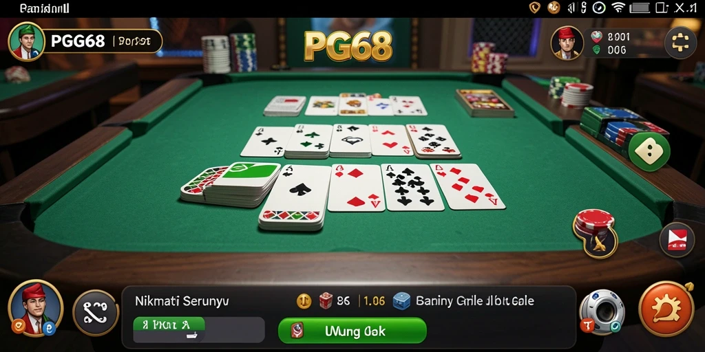 Tampilan gameplay Gaple yang seru dan mendebarkan di PGG68.