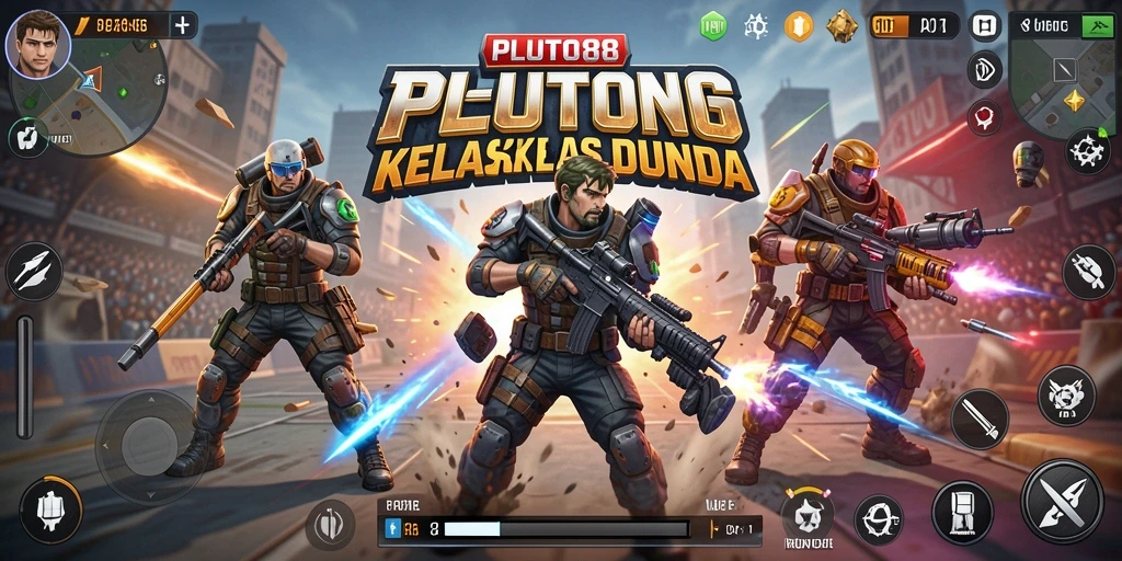 Screenshot gameplay memukau dari PLUTO88, aksi Battle Royale yang mendebarkan.
