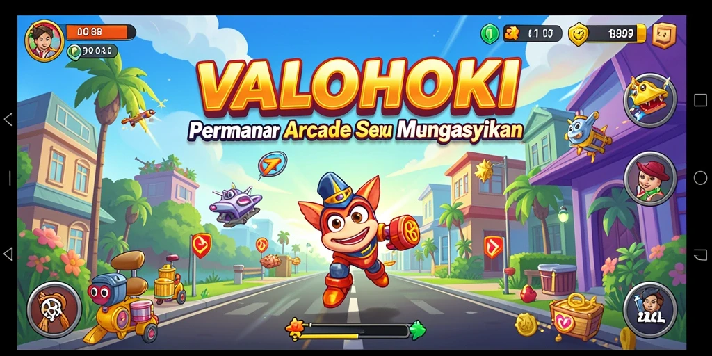 Tangkapan layar VALOHOKI menampilkan aksi gameplay arcade yang mendebarkan.